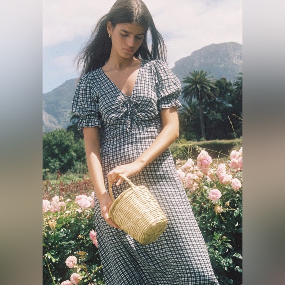 Faithfull the Brand Ruched Gingham Dress